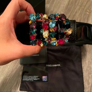 DG Dolce & Gabbana Patent Leather Embellished Belt